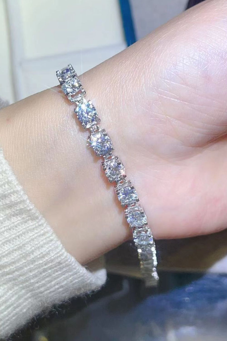 10 Carat Moissanite Platinum - Plated Bracelet - Coolpeacock