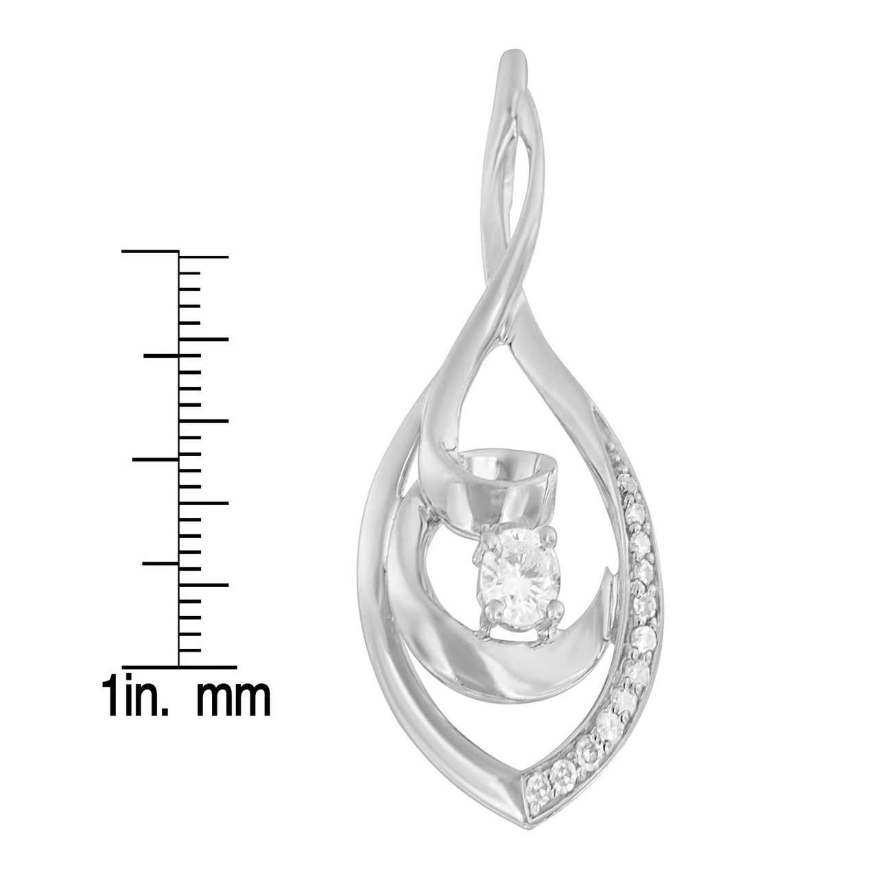 10K White Gold 1/4 Cttw Brilliant-Cut Round Diamond Spiral Link 18" Pendant Necklace (I-J Color, I2-I3 Clarity) - KIAHMILLA
