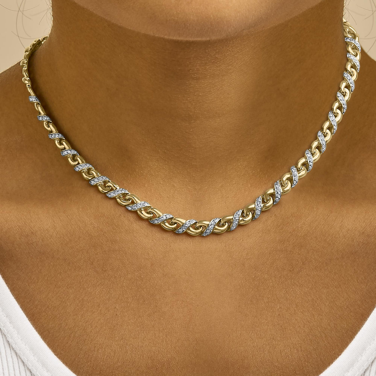 10K Yellow Gold 1 cttw Diamond Riviera Statement Pendant Necklace (J-K, I2-I3) - KIAHMILLA