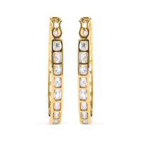 10K Yellow Gold 1.00 Cttw Round and Baguette-Cut Diamond U-Hoop Earrings (H-I Color, SI2-I1 Clarity) - KIAHMILLA