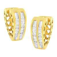 10K Yellow Gold 1/2 cttw Diamond Huggy Heart Hoop Earrings (I-J Clarity, I2-I3 Color) - KIAHMILLA