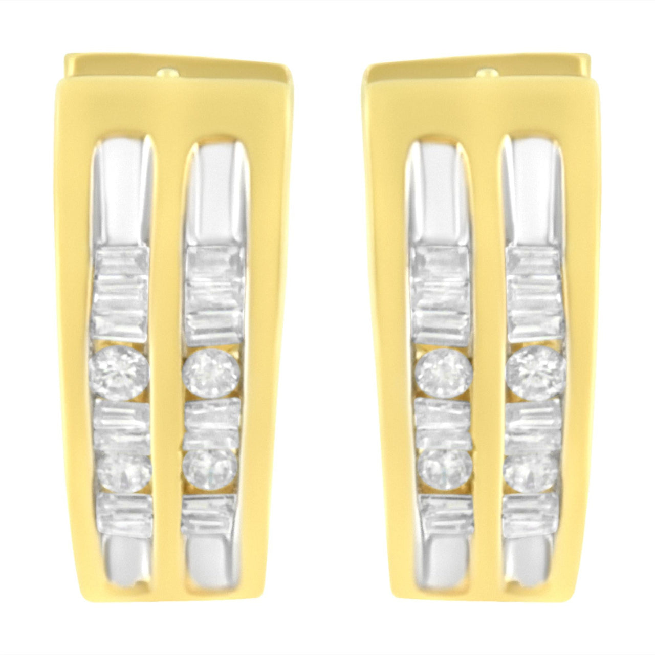 10K Yellow Gold 1/2 cttw Diamond Huggy Heart Hoop Earrings (I-J Clarity, I2-I3 Color) - KIAHMILLA