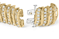 10K Yellow Gold 15.0 Cttw Diamond S Shaped Wave Link Two Tone 7” Tennis Bracelet (J-K Color, I2-I3 Clarity) - KIAHMILLA