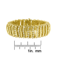 10K Yellow Gold 15.0 Cttw Diamond S Shaped Wave Link Two Tone 7” Tennis Bracelet (J-K Color, I2-I3 Clarity) - KIAHMILLA