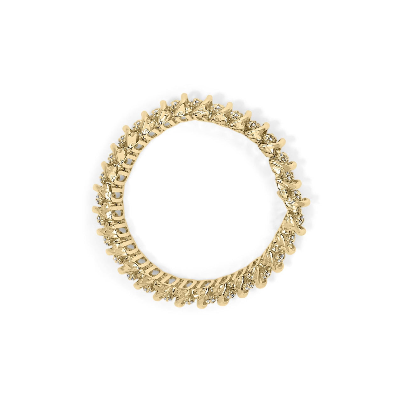 10K Yellow Gold 15.0 Cttw Diamond S Shaped Wave Link Two Tone 7” Tennis Bracelet (J-K Color, I2-I3 Clarity) - KIAHMILLA
