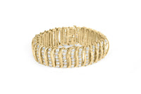 10K Yellow Gold 15.0 Cttw Diamond S Shaped Wave Link Two Tone 7” Tennis Bracelet (J-K Color, I2-I3 Clarity) - KIAHMILLA