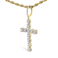 10K Yellow Gold 5/8 Cttw Miracle Set Round Diamond Circle Link Cross Pendant Necklace for Men (H-I Color, SI1-SI2 Clarity) - NO CHAIN INCLUDED - KIAHMILLA