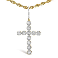 10K Yellow Gold 5/8 Cttw Miracle Set Round Diamond Circle Link Cross Pendant Necklace for Men (H-I Color, SI1-SI2 Clarity) - NO CHAIN INCLUDED - KIAHMILLA