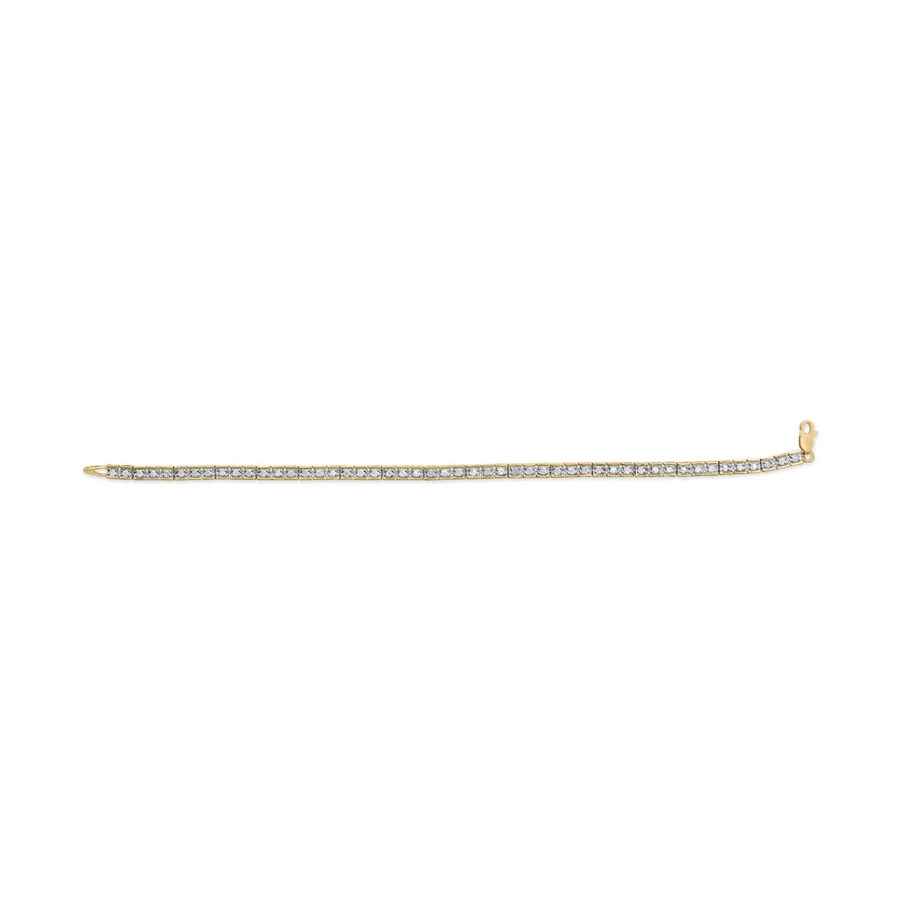 10K Yellow Gold over .925 Sterling Silver 1.0 Cttw Diamond Square Hybrid Link 7" Tennis Bracelet (I-J Color, I2-I3 Clarity) - KIAHMILLA
