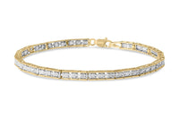 10K Yellow Gold over .925 Sterling Silver 1.0 Cttw Diamond Square Hybrid Link 7
