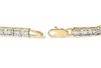 10K Yellow Gold over .925 Sterling Silver 1.0 Cttw Diamond Square Hybrid Link 7