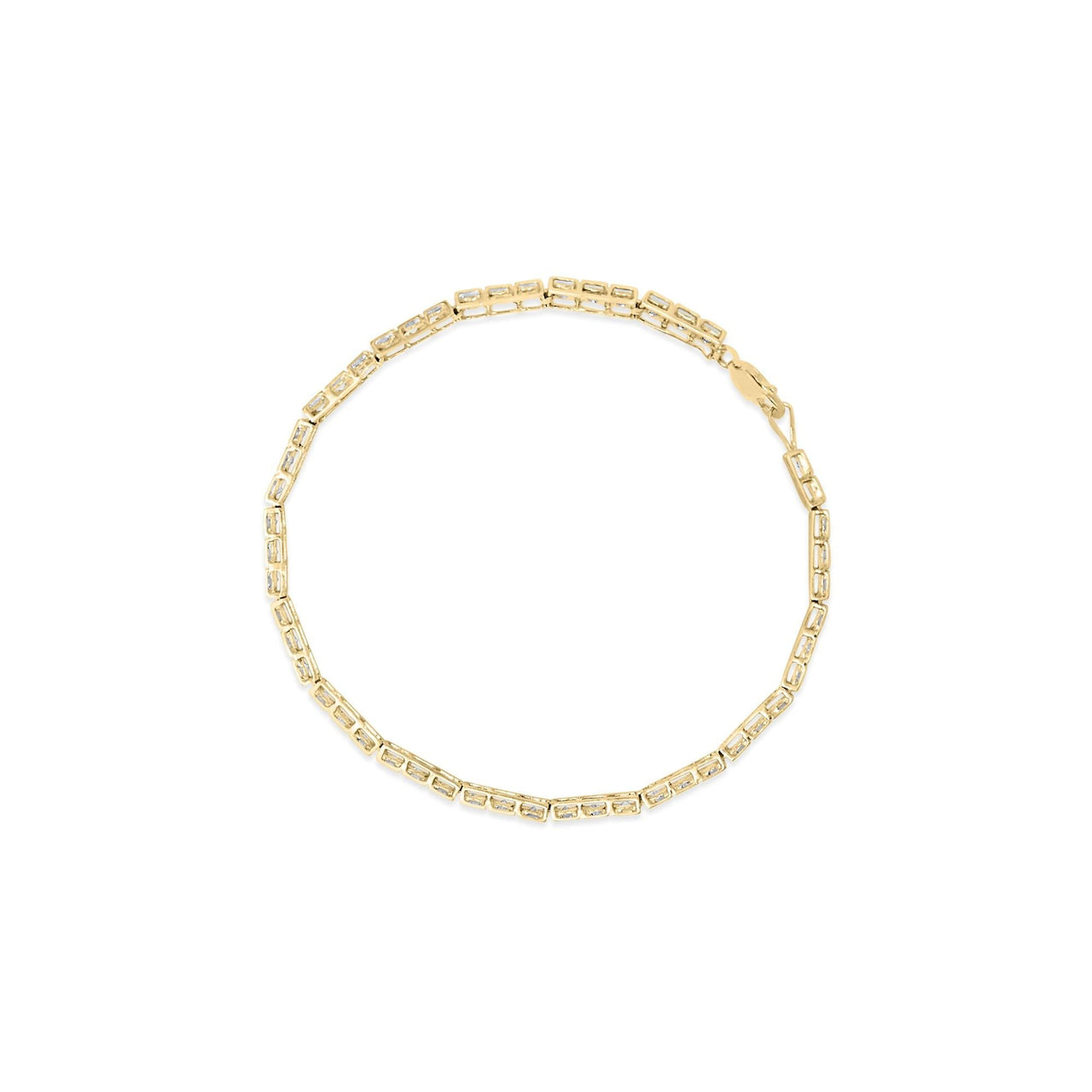 10K Yellow Gold over .925 Sterling Silver 1.0 Cttw Diamond Square Hybrid Link 7" Tennis Bracelet (I-J Color, I2-I3 Clarity) - KIAHMILLA