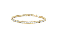 10K Yellow Gold over .925 Sterling Silver 1.0 Cttw Diamond Square Hybrid Link 7
