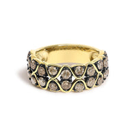 10K Yellow Gold Plated Sterling Silver 1 1/2 Cttw Brown Diamond Scalloped Band Ring - KIAHMILLA