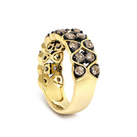 10K Yellow Gold Plated Sterling Silver 1 1/2 Cttw Brown Diamond Scalloped Band Ring - KIAHMILLA