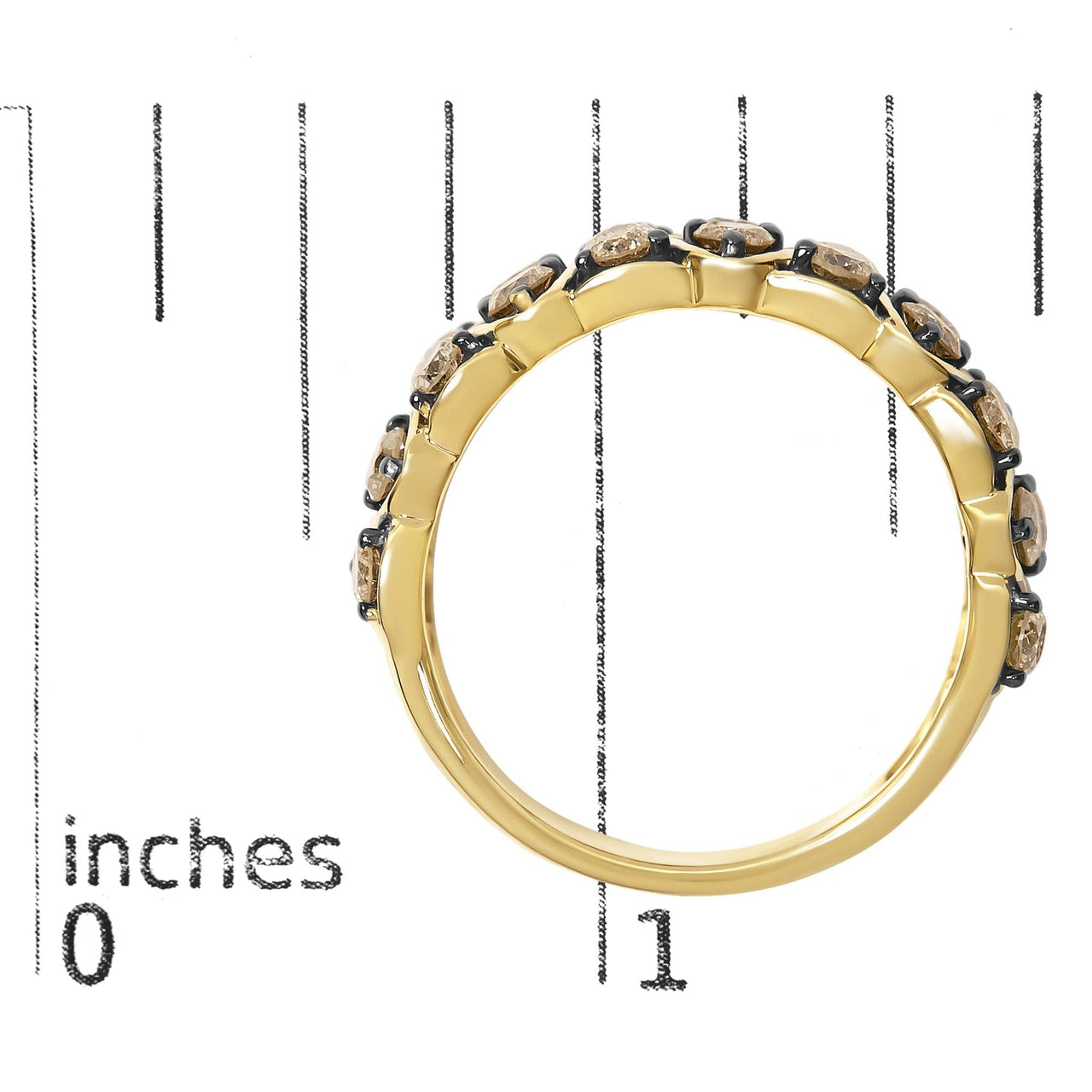 10K Yellow Gold Plated Sterling Silver 1 1/2 Cttw Brown Diamond Scalloped Band Ring - KIAHMILLA