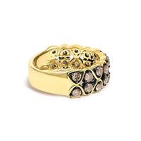 10K Yellow Gold Plated Sterling Silver 1 1/2 Cttw Brown Diamond Scalloped Band Ring - KIAHMILLA