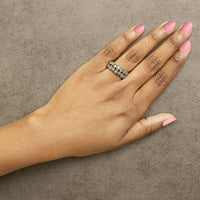 10K Yellow Gold Plated Sterling Silver 1 1/2 Cttw Brown Diamond Scalloped Band Ring - KIAHMILLA