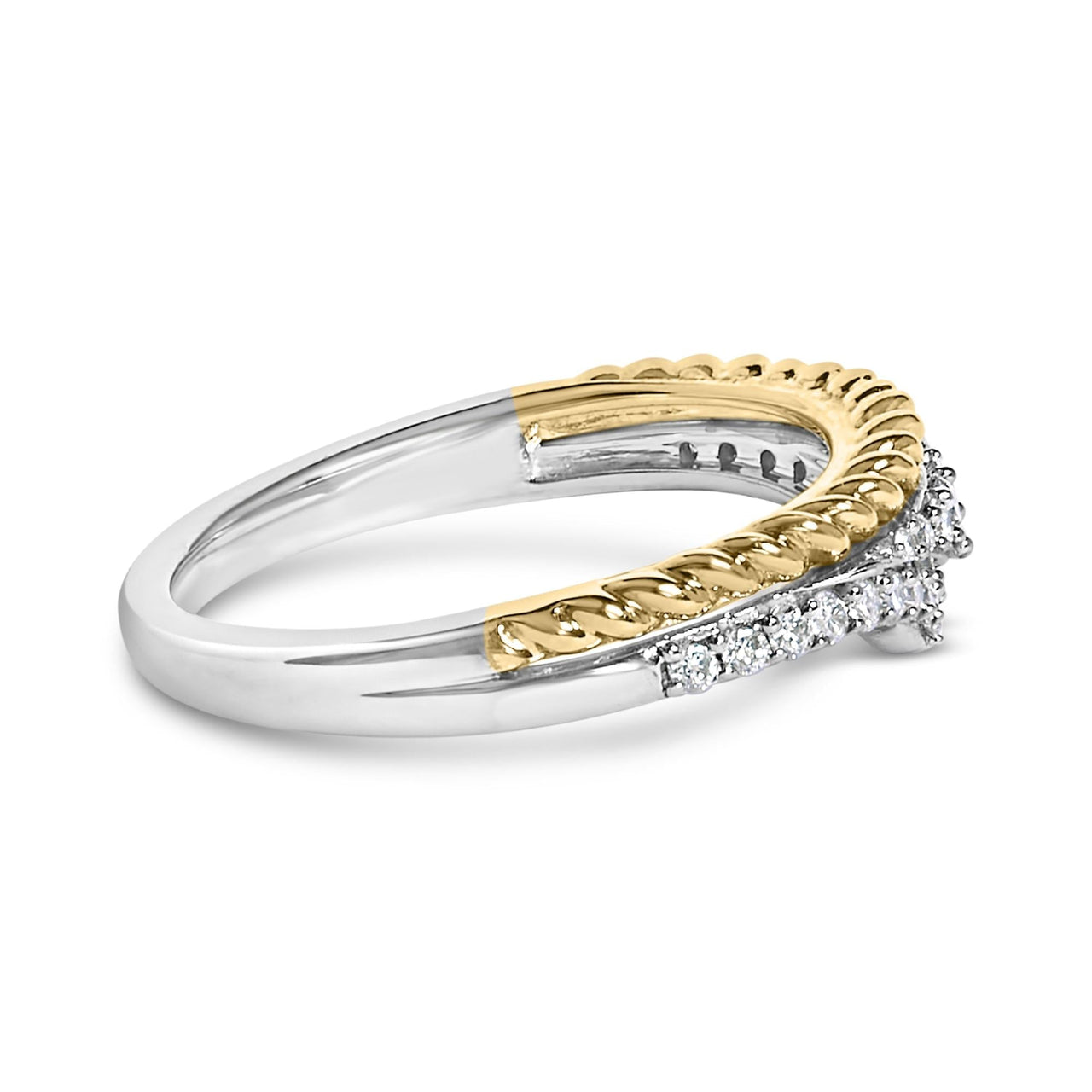 10K Yellow Gold Plated Sterling Silver 1/4 Cttw Diamond Chevron and Rope Band Ring - KIAHMILLA