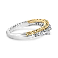 10K Yellow Gold Plated Sterling Silver 1/4 Cttw Diamond Chevron and Rope Band Ring - KIAHMILLA