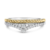10K Yellow Gold Plated Sterling Silver 1/4 Cttw Diamond Chevron and Rope Band Ring - KIAHMILLA
