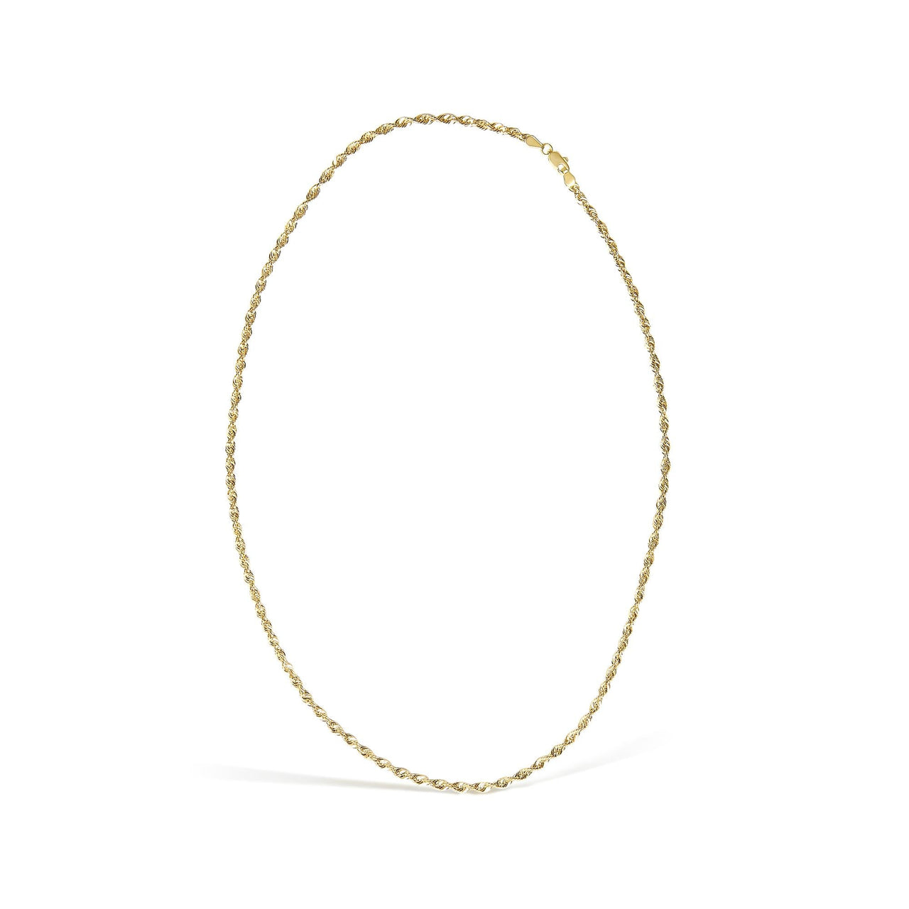 Men's Solid 10K Yellow Gold 3.2mm Light Rope Chain Necklace