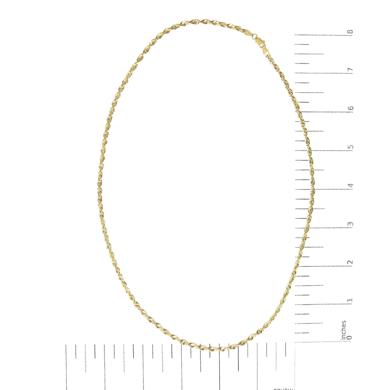 Men's Solid 10K Yellow Gold 3.2mm Light Rope Chain Necklace