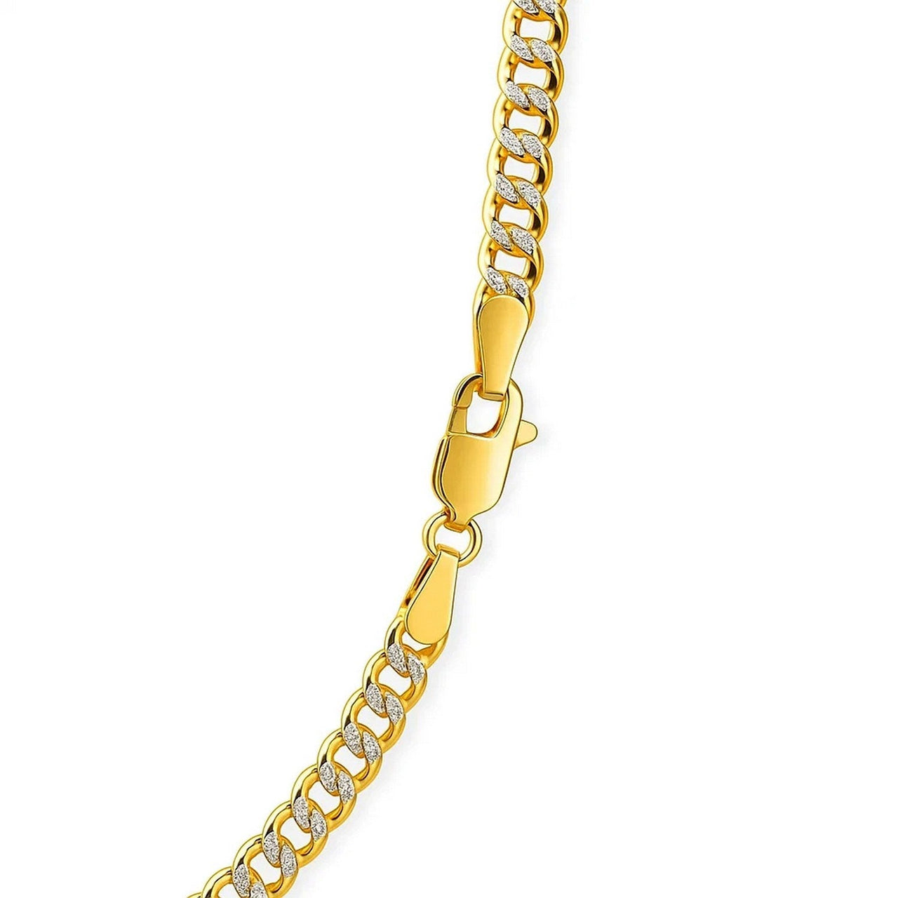 14k Two Tone Gold Pave Curb Chain (3.60 mm) - KIAHMILLA