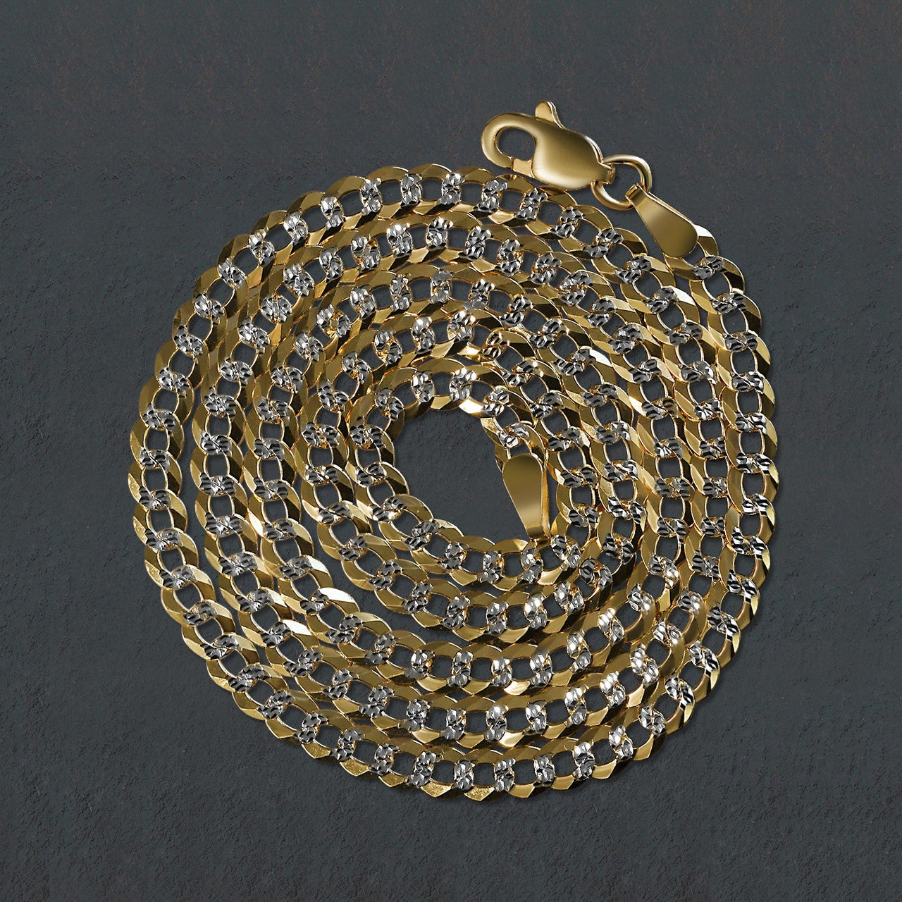 14k Two Tone Gold Pave Curb Chain (3.60 mm) - KIAHMILLA