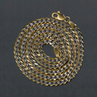 14k Two Tone Gold Pave Curb Chain (3.60 mm) - KIAHMILLA