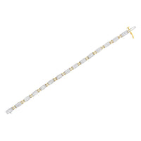 14K Two-Tone Gold Princess and Baguette-Cut Diamond Link Bracelet (3.00 cttw, H-I Color, SI1-SI2 Clarity) - KIAHMILLA