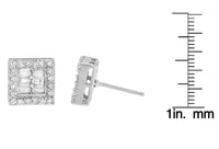 14K White Gold 1 cttw Round and Baguette Diamond Stud Earrings (H-I, SI1-SI2) - KIAHMILLA