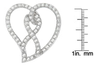 14K White Gold 1.0 Cttw White Diamond Awareness Ribbon & Open Heart 18
