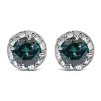 14K White Gold 1/2 cttw White and Treated Blue Round Diamond Earrings (I-J I2-I3) - KIAHMILLA