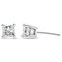 14K White Gold 1/2ct TDW Princess Cut Diamond Solitaire Stud Earrings (G-H, SI2-I1) - KIAHMILLA
