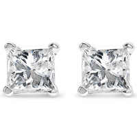 14K White Gold 1/2ct TDW Princess Cut Diamond Solitaire Stud Earrings (G-H, SI2-I1) - KIAHMILLA