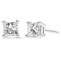 14K White Gold 1/2ct TDW Princess Cut Diamond Solitaire Stud Earrings (G-H, SI2-I1) - KIAHMILLA