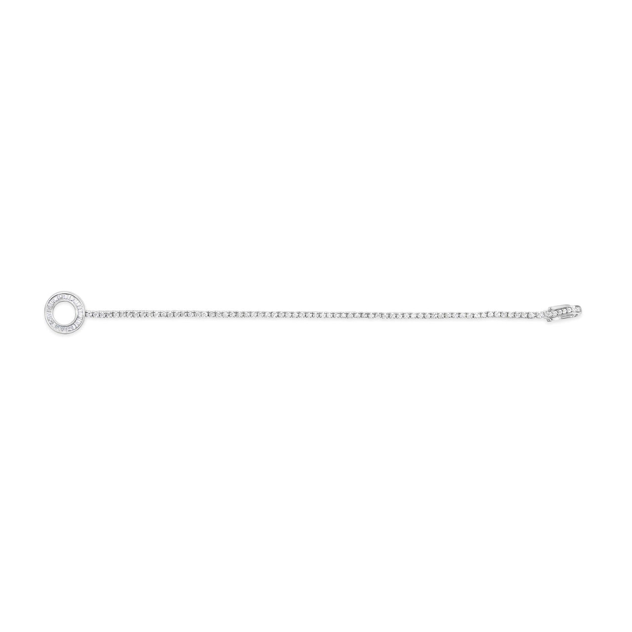14K White Gold 2-1/2 Cttw Baguette and Round Diamond Toggle Tennis Bracelet - KIAHMILLA
