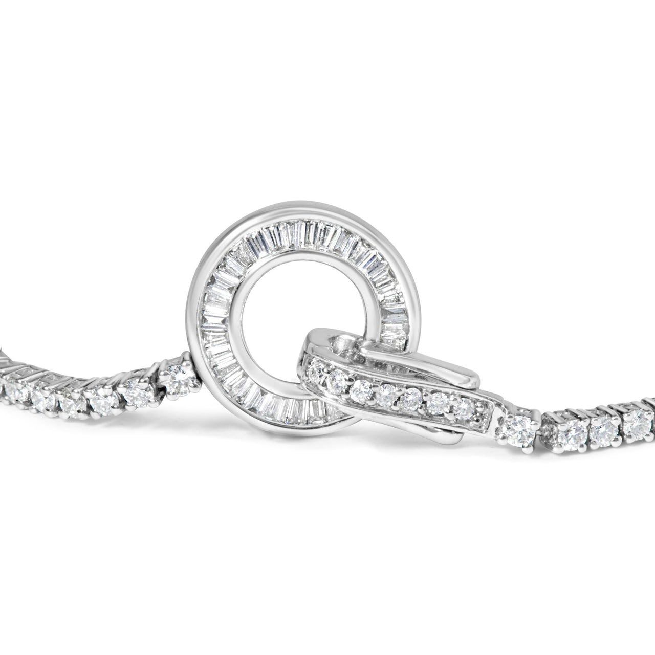 14K White Gold 2-1/2 Cttw Baguette and Round Diamond Toggle Tennis Bracelet - KIAHMILLA