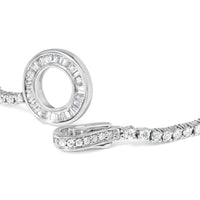 14K White Gold 2-1/2 Cttw Baguette and Round Diamond Toggle Tennis Bracelet - KIAHMILLA