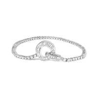 14K White Gold 2-1/2 Cttw Baguette and Round Diamond Toggle Tennis Bracelet - KIAHMILLA