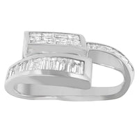 14K White Gold 2 cttw Princess and Baguette Cut Diamond Double Loop Pendant Necklace (G-H, VS1-VS2) - KIAHMILLA