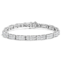 14K White Gold 3 1/5 Cttw Channel Set Diamond Double Row Tennis Bracelet (H-I Color, I1-I2 Clarity) - 7
