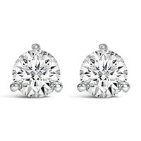 14K White Gold 3-Prong Martini Set Brilliant Round-Cut Solitaire Lab Grown Diamond Screwback Stud Earrings - KIAHMILLA