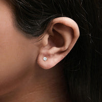 14K White Gold 3-Prong Martini Set Brilliant Round-Cut Solitaire Lab Grown Diamond Screwback Stud Earrings - KIAHMILLA