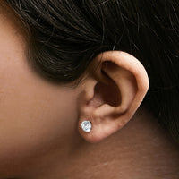 14K White Gold 3-Prong Martini Set Brilliant Round-Cut Solitaire Lab Grown Diamond Screwback Stud Earrings - KIAHMILLA
