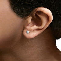 14K White Gold 3-Prong Martini Set Brilliant Round-Cut Solitaire Lab Grown Diamond Screwback Stud Earrings - KIAHMILLA