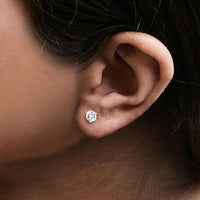 14K White Gold 3-Prong Martini Set Brilliant Round-Cut Solitaire Lab Grown Diamond Screwback Stud Earrings - KIAHMILLA