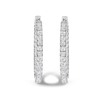 14K White Gold 3.00 Cttw Princess Diamond Inside Out Elongated Hoop Earrings - KIAHMILLA