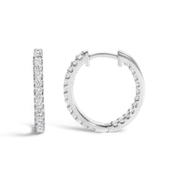 14K White Gold 3.00 Cttw Princess Diamond Inside Out Elongated Hoop Earrings - KIAHMILLA